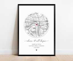 Personalised Where We Met Print. Valentines Gift For Her. Anniversary Wife Husband Boyfriend. Custom Map Wedding Gift. Couple Poster - thumbnail 1