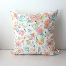 Floral Mix Watercolor Pillow Cover, Flowers Designer Fabric Various Sizes - thumbnail 2