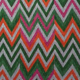 Zig Zag Pillow Cover Handmade Cotton Jacquard, Green Pink Orange - thumbnail 2