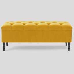 Velvet Chesterfield Ottoman Bench - Upholstered Storage Footstool - thumbnail 2