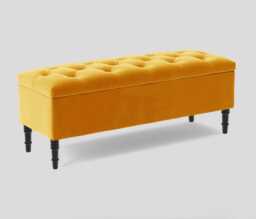 Velvet Chesterfield Ottoman Bench - Upholstered Storage Footstool - thumbnail 1