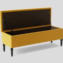 Velvet Chesterfield Ottoman Bench - Upholstered Storage Footstool - thumbnail 3