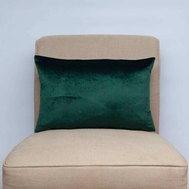 Bella Plain Velvet Boudoir Cushion. Dark Green Supersoft Chenille. Modern & On-Trend Home Accessory. 17x12 - image 1