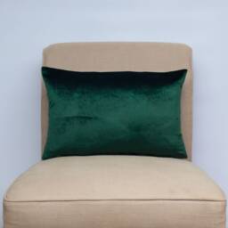 Bella Plain Velvet Boudoir Cushion. Dark Green Supersoft Chenille. Modern & On-Trend Home Accessory. 17x12