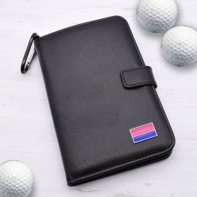 Bisexual Flag Design - Personalised Leatherette Golf Organiser Complete With Divot Repairer, Marker, Tees, Scorecard & Pencils - image 1