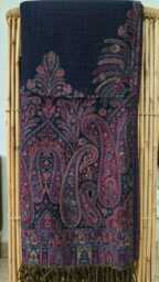 Luxury Boiled Pure Merino Wool Reversible Sofa Or Bed Throws For Ultimate Comfort & Style - Classic Bold Paisley Deep Black & Pink - thumbnail 1