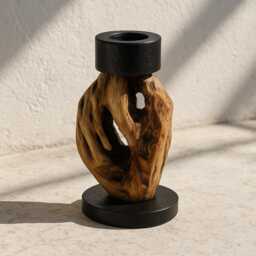 Rustic Reclaimed Wood Candle Holder Farmhouse Tea Light Decor - thumbnail 2