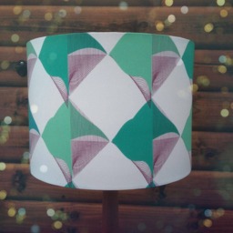 Drum Lampshade, Angel Fish Inspired - Japanese Fabric Covered Lampshade - thumbnail 1