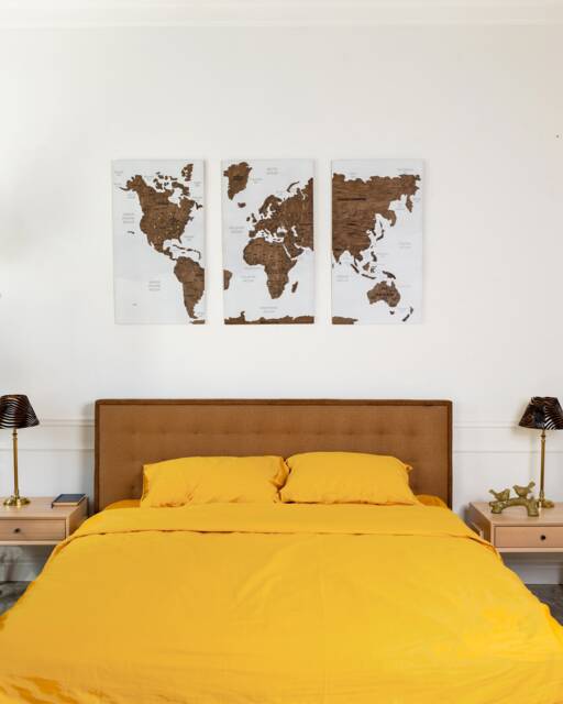 3 Piece Wall Art Wood World Map 5Th Anniversary Gift, Large Push Pin Apartment Decor Set Of Prints Above Bed - image 1