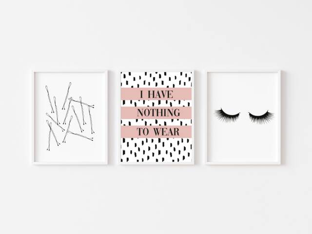 Bedroom Prints Set Eyelashes, Fashion Dressing Room Wall Art - Unframed - image 1