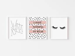 Bedroom Prints Set Eyelashes, Fashion Dressing Room Wall Art - Unframed - thumbnail 1