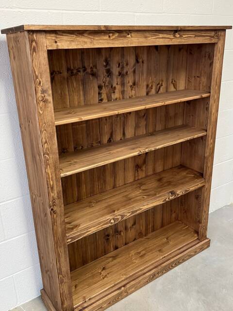 Solid Wood Pine Bookcase, Custom Oil Finish Bookshelf, Natural Grain Home Library Shelving - image 1