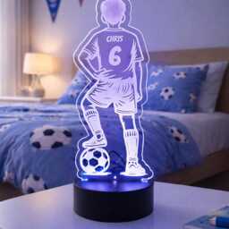 Personalised Multi Colour Football Night Light - Remote Controlled Led - thumbnail 3