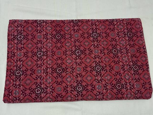 Ajarak Print Indian Handmade Throw Perfect Bed Matching Kantha Quilt Bedspread Size Queen - image 1