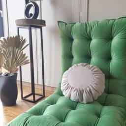 Green Velvet Floor Cushion & Play Mat - Soft Pillow With Decorative Hem - thumbnail 2