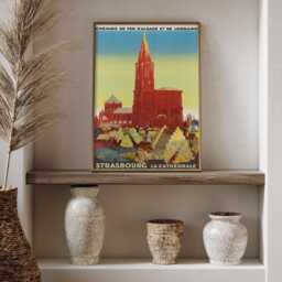 Vintage Strasbourg Cathedral France Travel Poster Alsace Gothic Architecture Wall Art Print - thumbnail 3