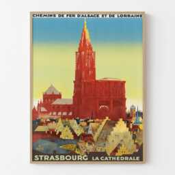 Vintage Strasbourg Cathedral France Travel Poster Alsace Gothic Architecture Wall Art Print - thumbnail 1