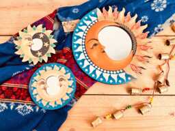 Wooden Wall Mirror Set Of Three, Sun, Crescent Moon & Stars, Round Handmade Home Decor Hanging Mirrors, Fair Trade, Ethically Sourced