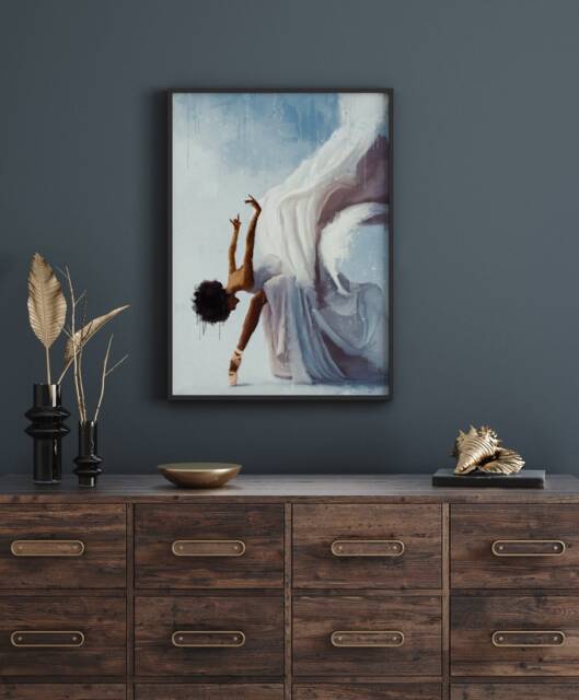 Black Ballerina Art Print Woman Dancer Poster - image 1