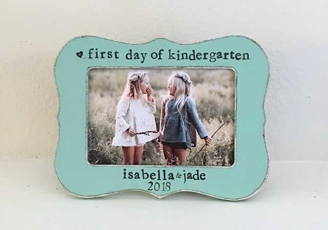 Personalized First Day Of School Picture Frame Hand-Painted Vintage Style - image 1