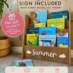 Personalised Children's Bookcase - Wooden Nursery Book Shelf Custom Name Kids Storage Gift For Baby Shower & Birthday - thumbnail 2