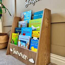 Personalised Children's Bookcase - Wooden Nursery Book Shelf Custom Name Kids Storage Gift For Baby Shower & Birthday - thumbnail 3