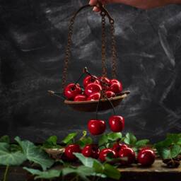 Ceramic Cherries Handmade Realistic - 1 Pair Life Size, Red Decorative, Gift - thumbnail 2