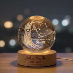 Personalized Memorial Ball Night Light For Dad, Custom Sympathy Led Lamp, Remembrance Gift Loss Of Father, Memory - thumbnail 2