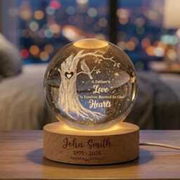 Personalized Memorial Ball Night Light For Dad, Custom Sympathy Led Lamp, Remembrance Gift Loss Of Father, Memory - thumbnail 3