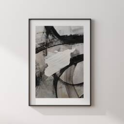 Syria Map - Black & Grey Abstract Painting Of Wall Art Print Traval Poster - thumbnail 3