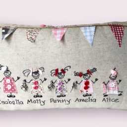 Personalised Family Cushion With 5 Custom Names , Handmade Linen Home Decor, Gift For Mum, Nanna Or Grandma - thumbnail 3