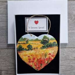 Poppy Meadow Slate Heart Plaque Decoupage Flower Wall Hanging - 15cm - thumbnail 2
