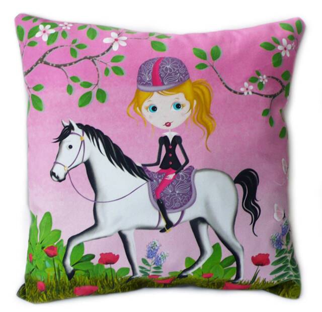 Decorative Cushion With A White Horse & Equestrian Design For Girl's Bedroom - image 1