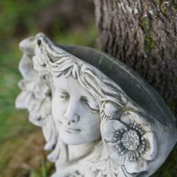Art Nouveau Wall Planter - Stone Flower Pot Statue Outdoor Garden Ornament Flowers Trough Hanging Gift B - thumbnail 3