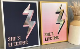 She's Electric Foil Art Print - Oasis Lyrics Wall Custom Music Quote Britpop Song Poster Gift Framed Or Only - thumbnail 1
