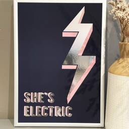 She's Electric Foil Art Print - Oasis Lyrics Wall Custom Music Quote Britpop Song Poster Gift Framed Or Only - thumbnail 2