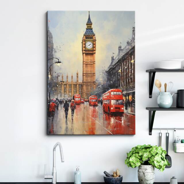 London Bridge Abstract Oil Painting Paint Colourful UK Big Ben Wall Art Framed Canvas Poster Print Home/Office Room Decor Gifts - image 1