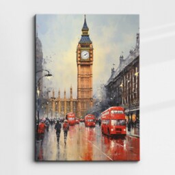 London Bridge Abstract Oil Painting Paint Colourful UK Big Ben Wall Art Framed Canvas Poster Print Home/Office Room Decor Gifts - thumbnail 3