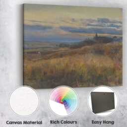 Atmospheric Coastal Heathland Sunset Landscape Traditional Oil Painting Canvas Wall Art Print Decor Picture Ready To Hang - thumbnail 2