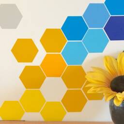 Honeycomb Wall Decal Set Modern Hexagon Decor, 48 Peel & Stick Vinyl Stickers - thumbnail 3