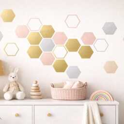 Honeycomb Wall Decal Set Modern Hexagon Decor, 48 Peel & Stick Vinyl Stickers - thumbnail 2