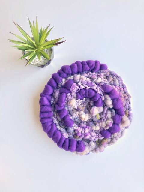 Amethyst Crystal 12-Inch Round Woven Wall Hanging - image 1