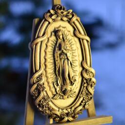 Virgin Mary Made Of Wood, Our Lady Guadalupe. Religious Catholic Icons Wood - thumbnail 3