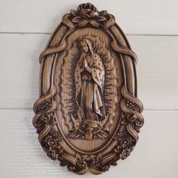 Virgin Mary Made Of Wood, Our Lady Guadalupe. Religious Catholic Icons Wood - thumbnail 2