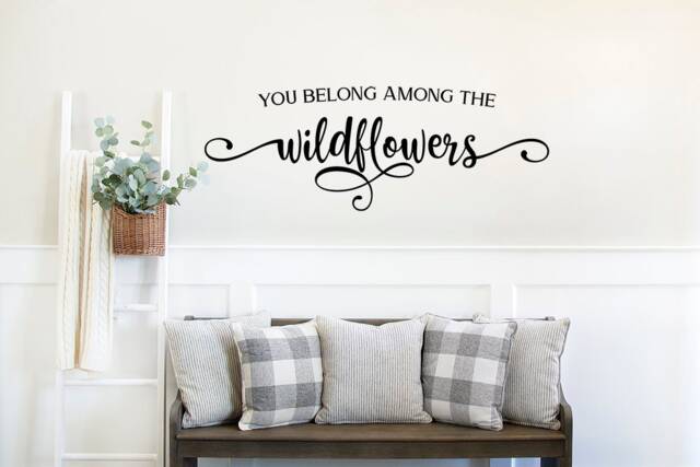 You Belong Among The Wildflowers Vinyl Wall Decal, Boho Decor Baby Girl Nursery Floral Bohemian Hippie Gardener Gift, Glass Decals - image 1