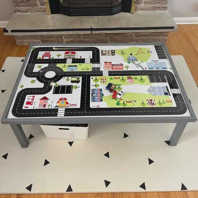 Road Play Mat Table Sticker For Ikea Lack Table Kids Playroom Decor - image 1
