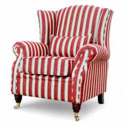 striped Wingback Fireside Chair High Back Armchair, Rolled Arms - thumbnail 2