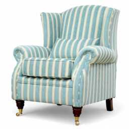 striped Wingback Fireside Chair High Back Armchair, Rolled Arms - thumbnail 3