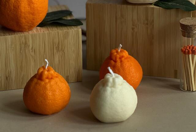 Orange Shaped Candle Citrus Scented Soy Wax Vegan Candle - image 1