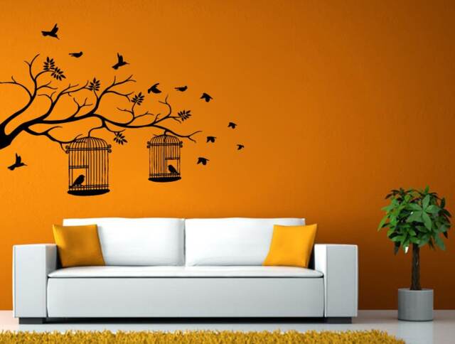 Tree Branch Bird Cage Birds Flying Love Nature Room Wall Sticker Decal Vinyl Mural Decor Art L2436 - image 1